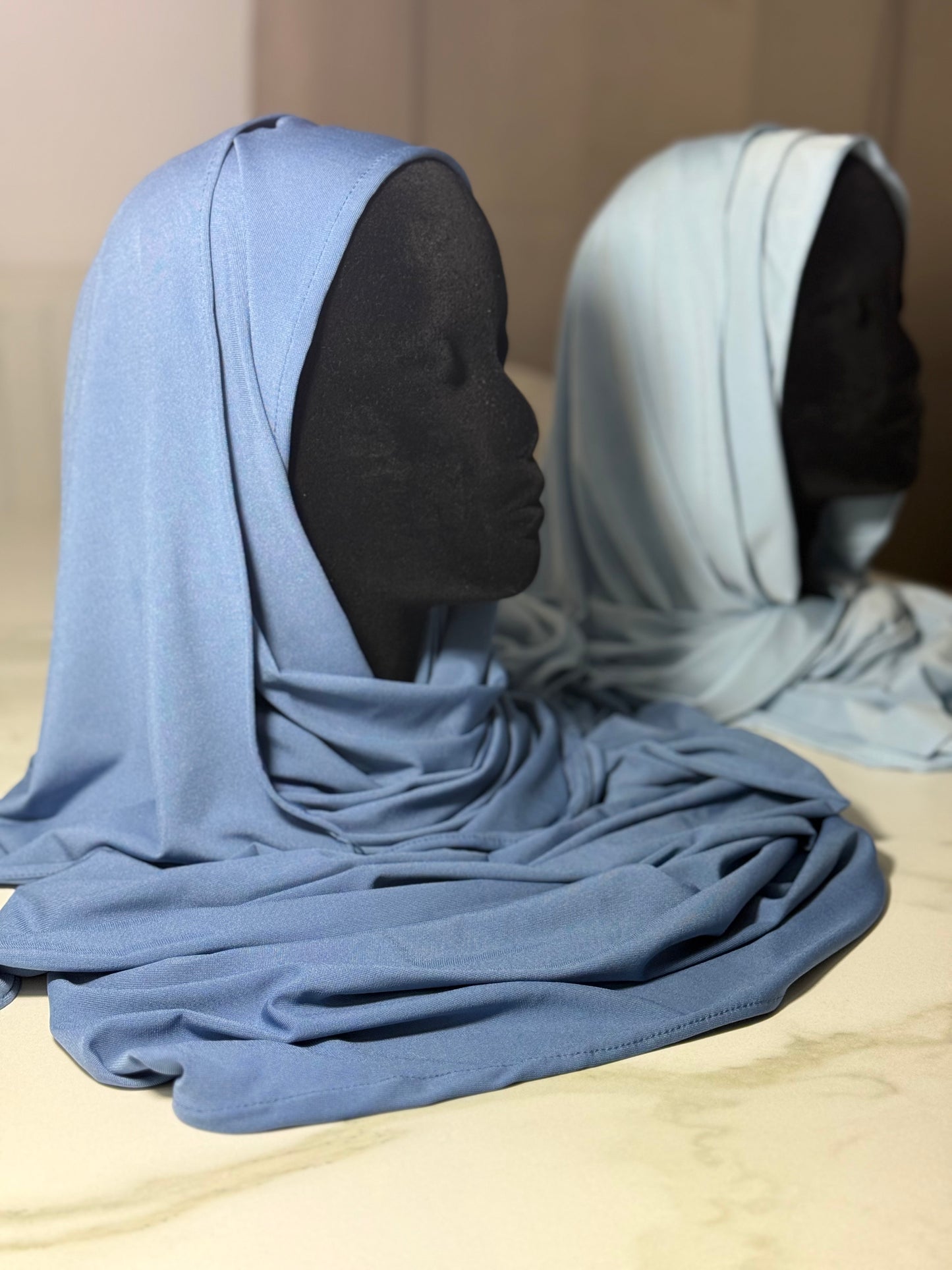 Châle Céleste bleu et bleu ciel– voile long, confortable et extensible, Made in France