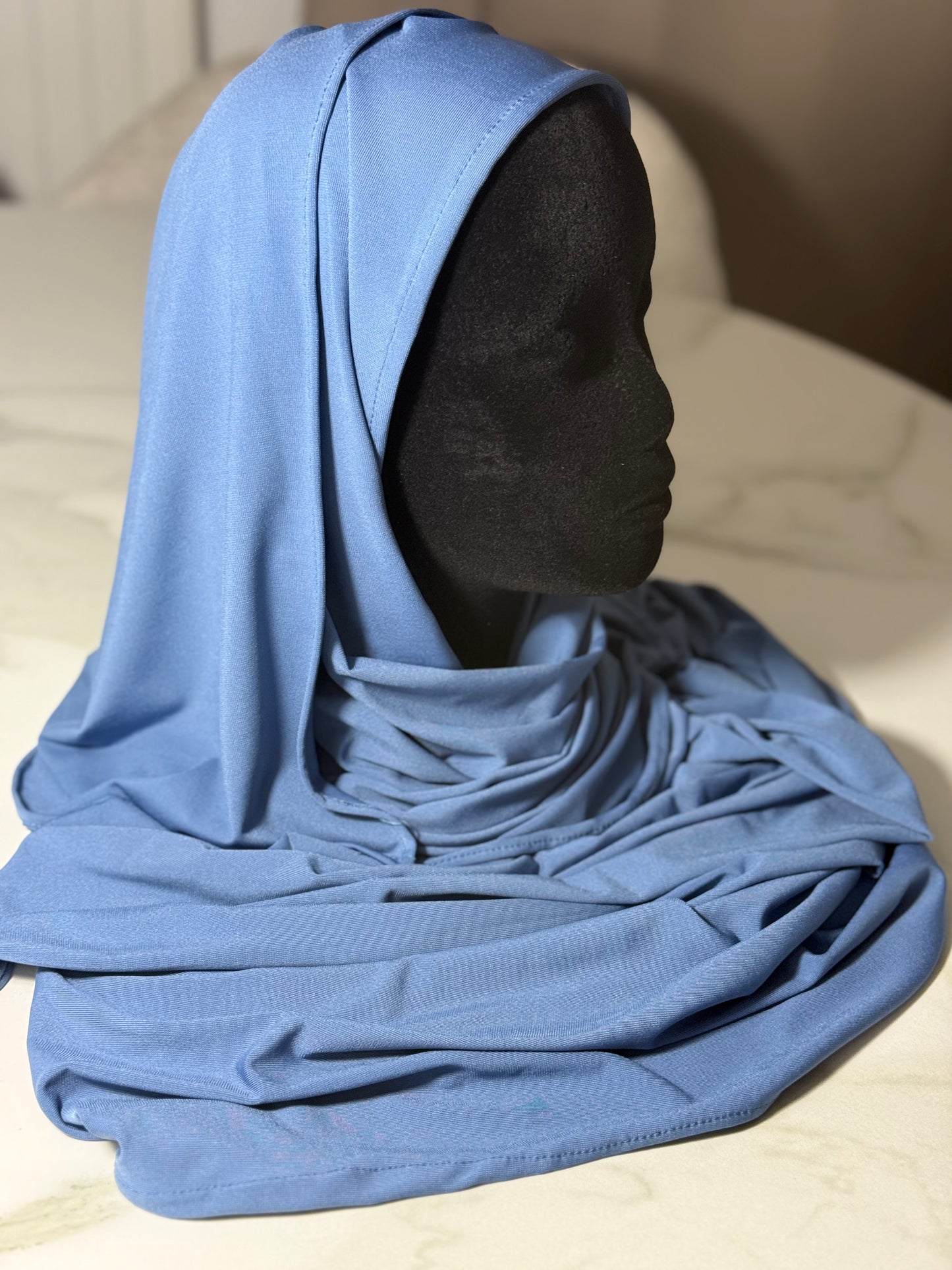 Châle Céleste bleu – voile long, confortable et extensible, Made in France