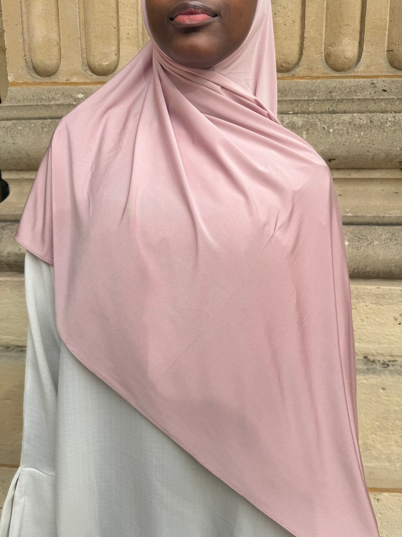 hijab satiné enfilé rose ronizz