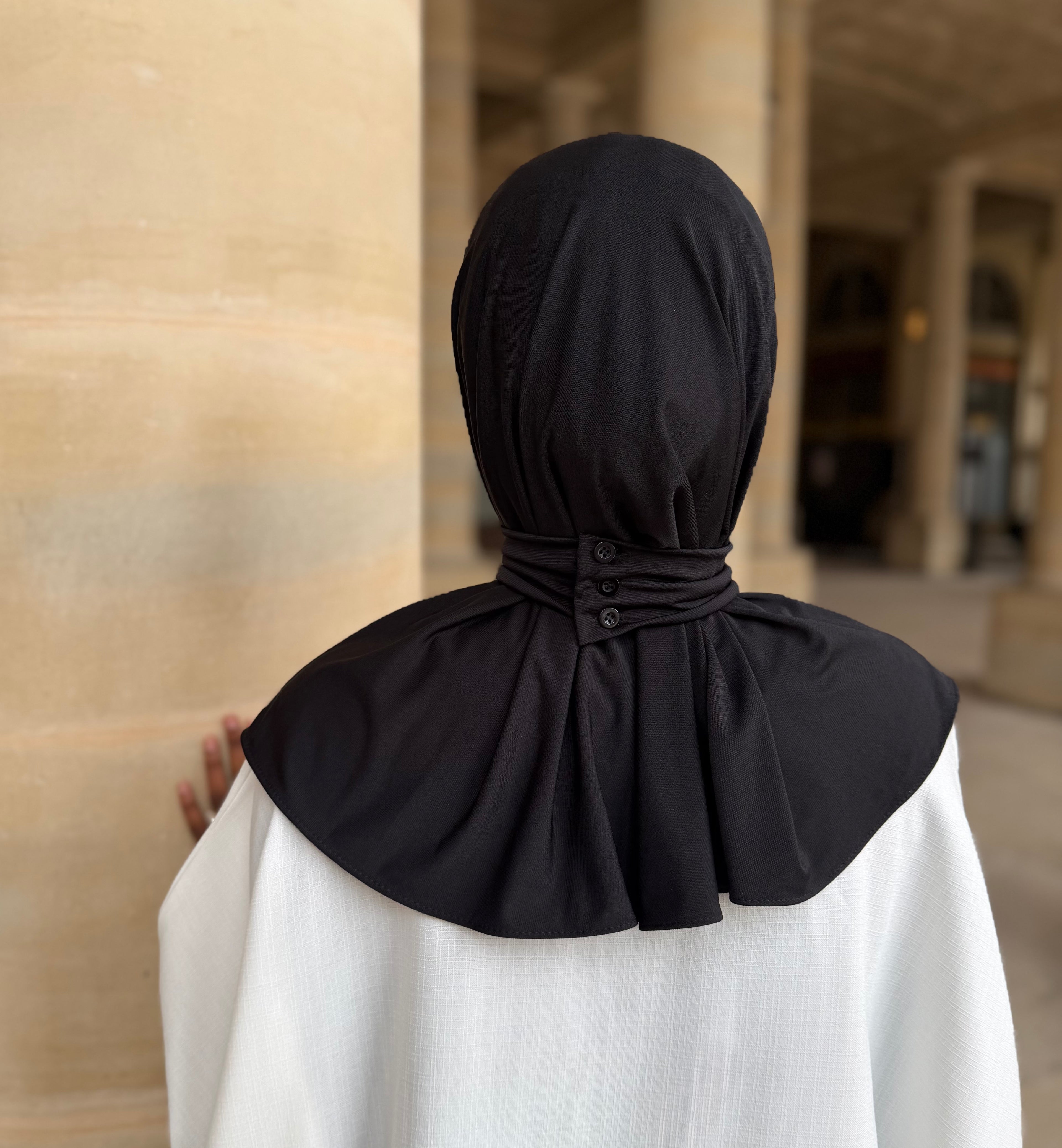 Hijab cagoule à enfiler boutonnée - Jersey premium