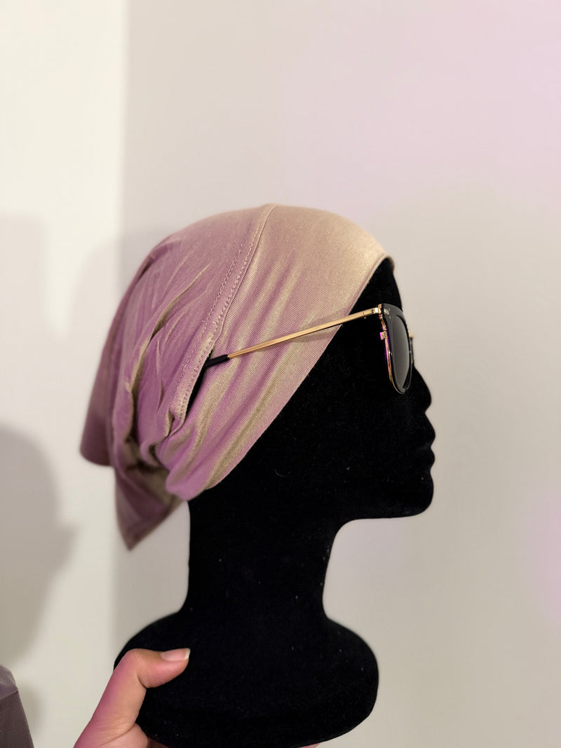 bonnet sous hijab lunettes & airpods taupe ronizz