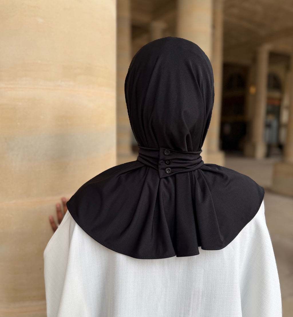 cagoule hijab jersey premium noir ronizz
