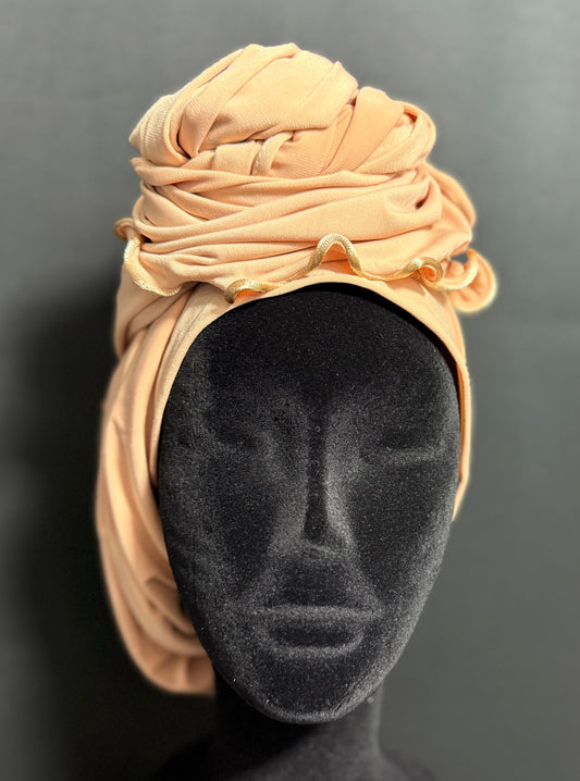 Châle Ondine beige – hijab fluide avec bordure ondulée, Made in Turkey
