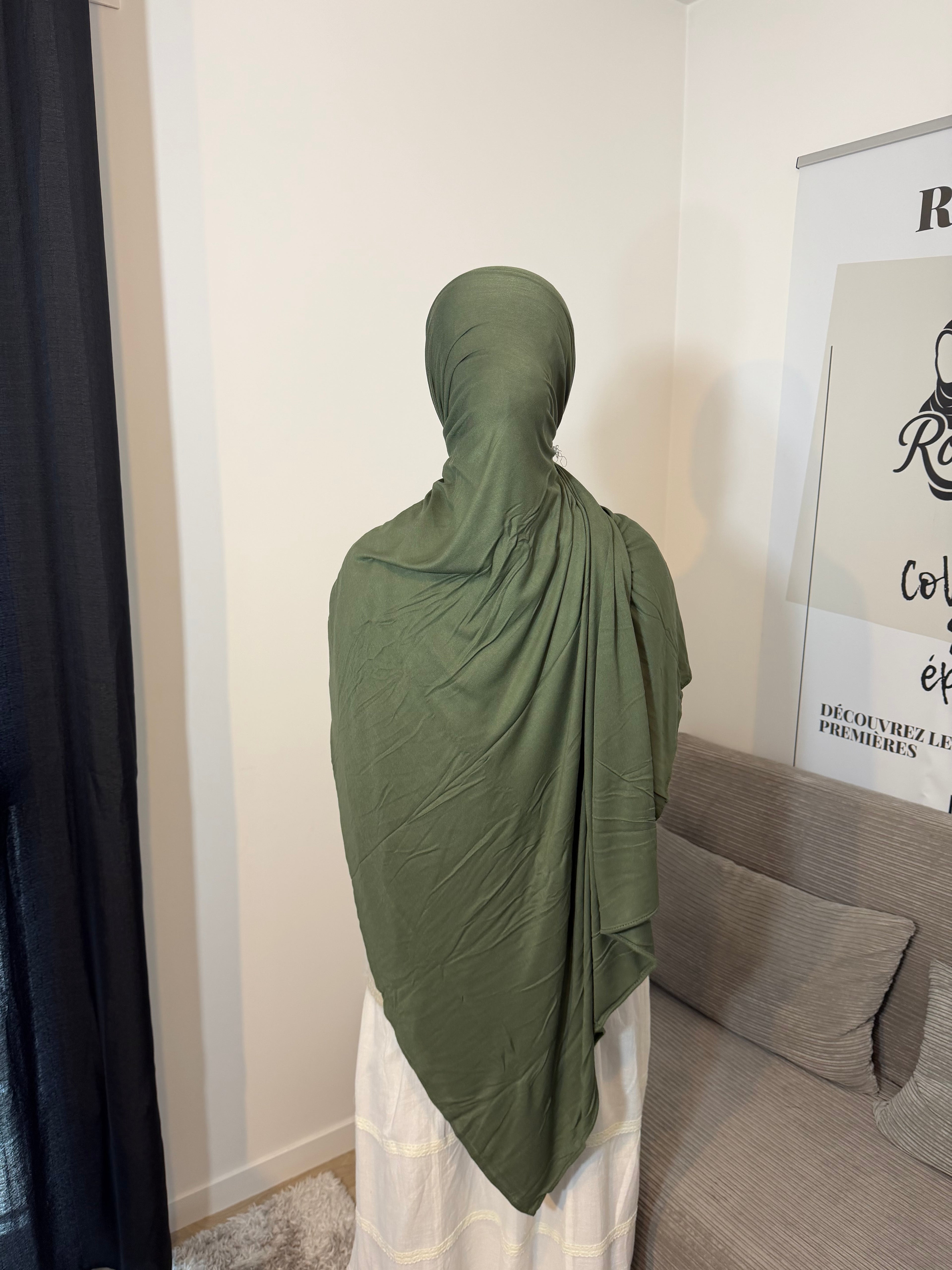 Hijab bambou modal fluide kaki ronizz