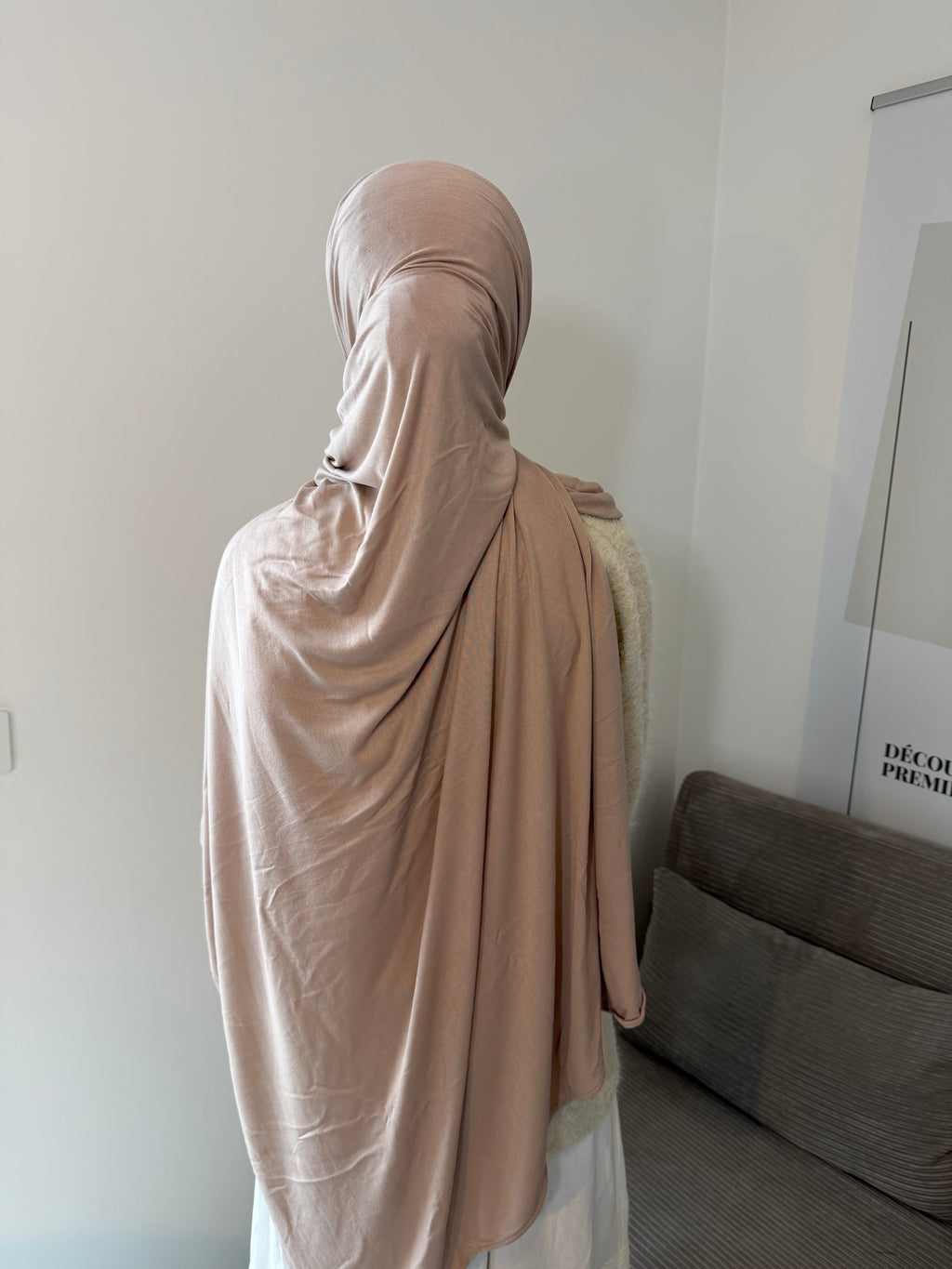 Hijab bambou modal fluide taupe Ronizz
