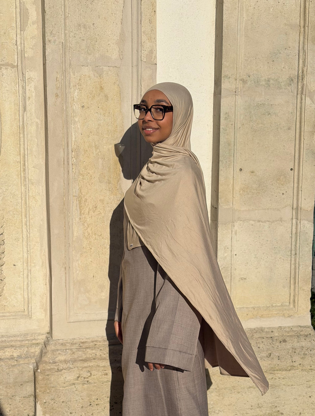 Hijab jersey coton naturel beige claire Ronizz 