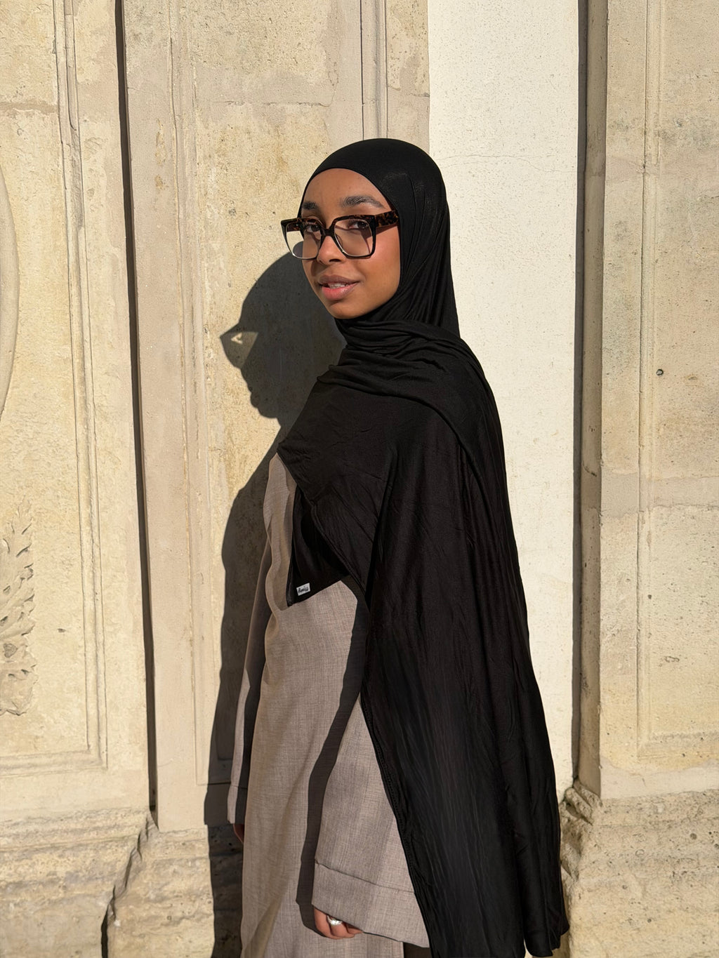 Hijab jersey coton naturel couleur noir ronizz