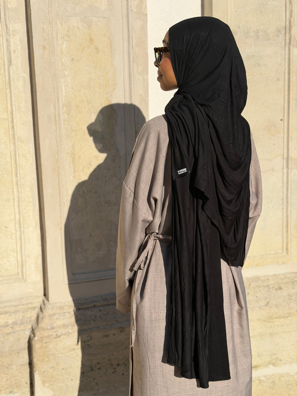Hijab jersey coton naturel noir Ronizz 