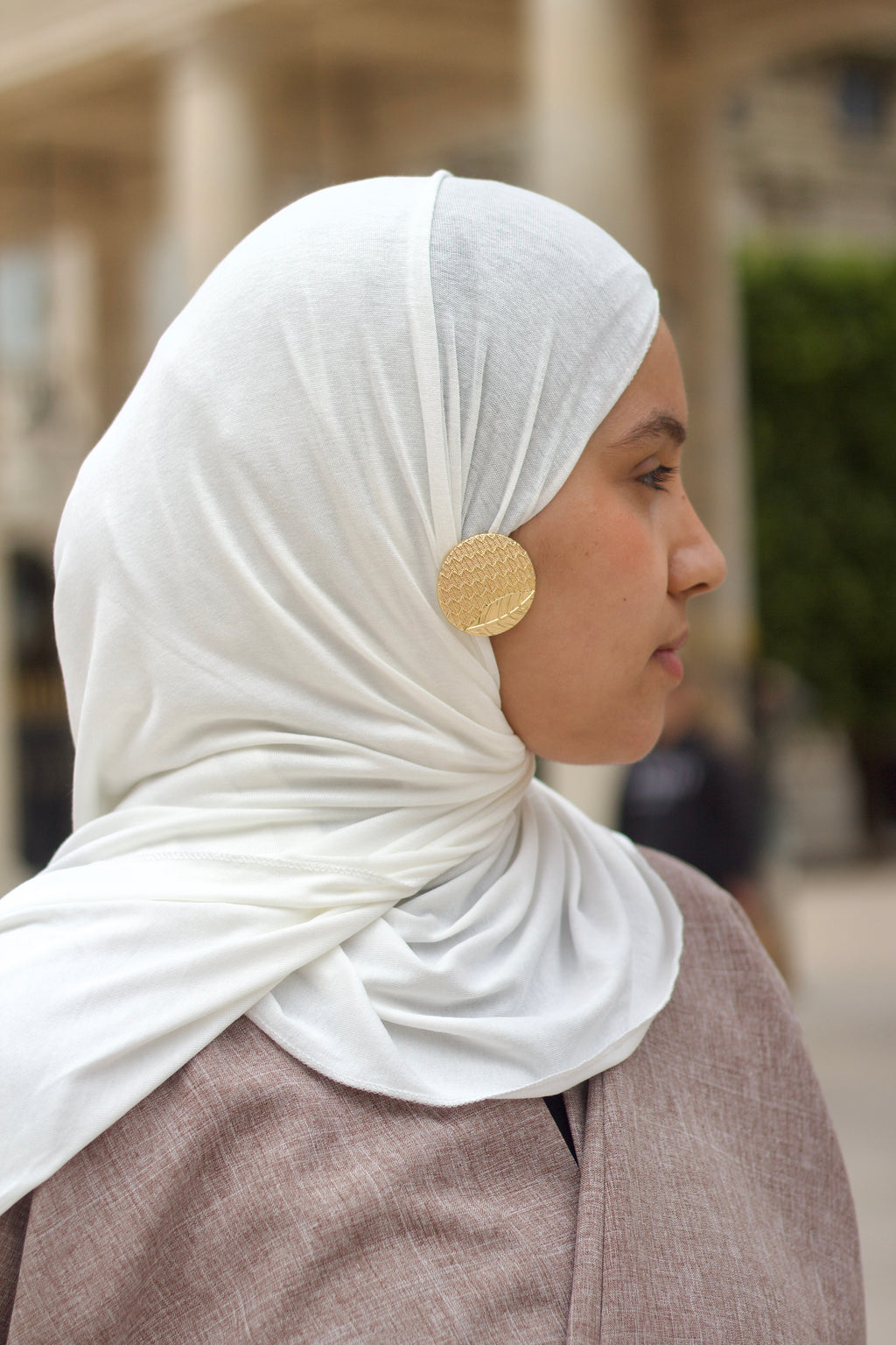 Hijab blanc d’été en jersey, modèle HijabGo tubulaire made in France, sans bonnet ni épingles